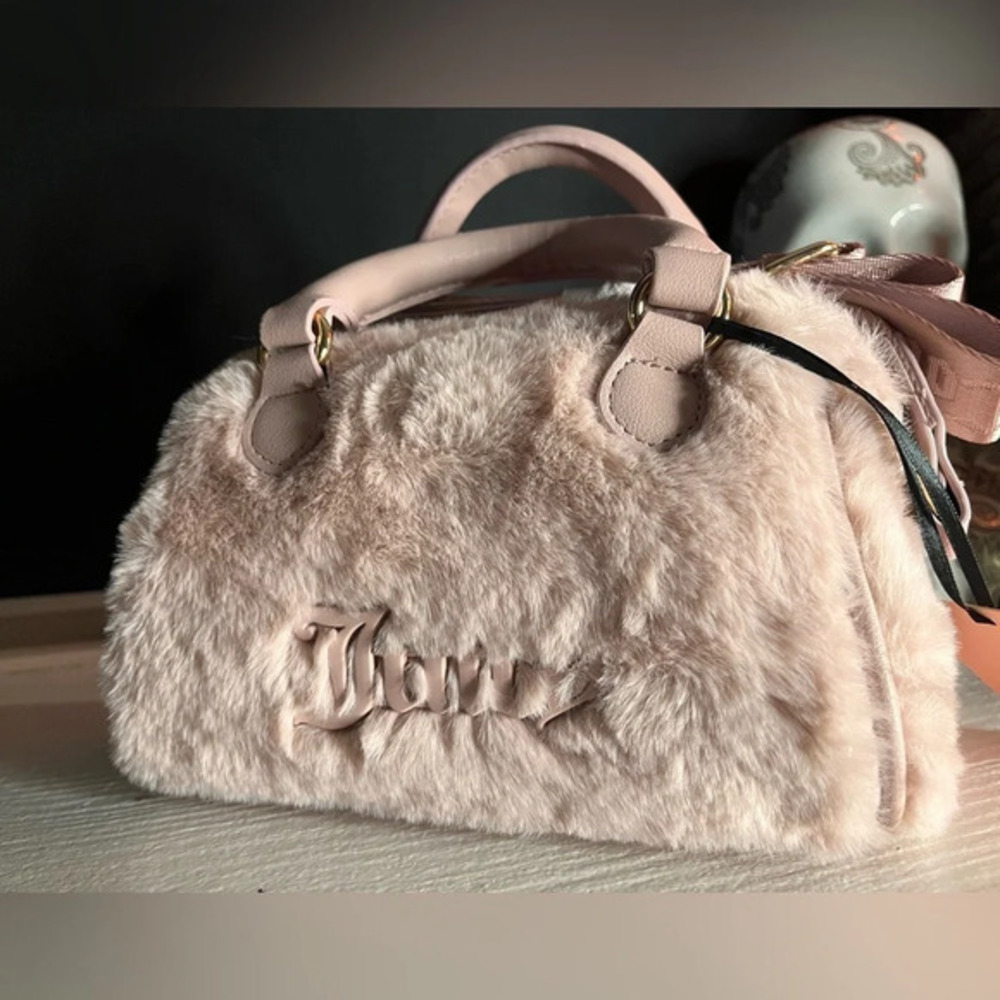 Juicy Couture Pink Semi Charmed Fuzzy Crossbody Bag NWT